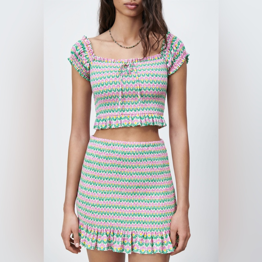 NWT Zara Smocked Skirt and Top Set Brand New